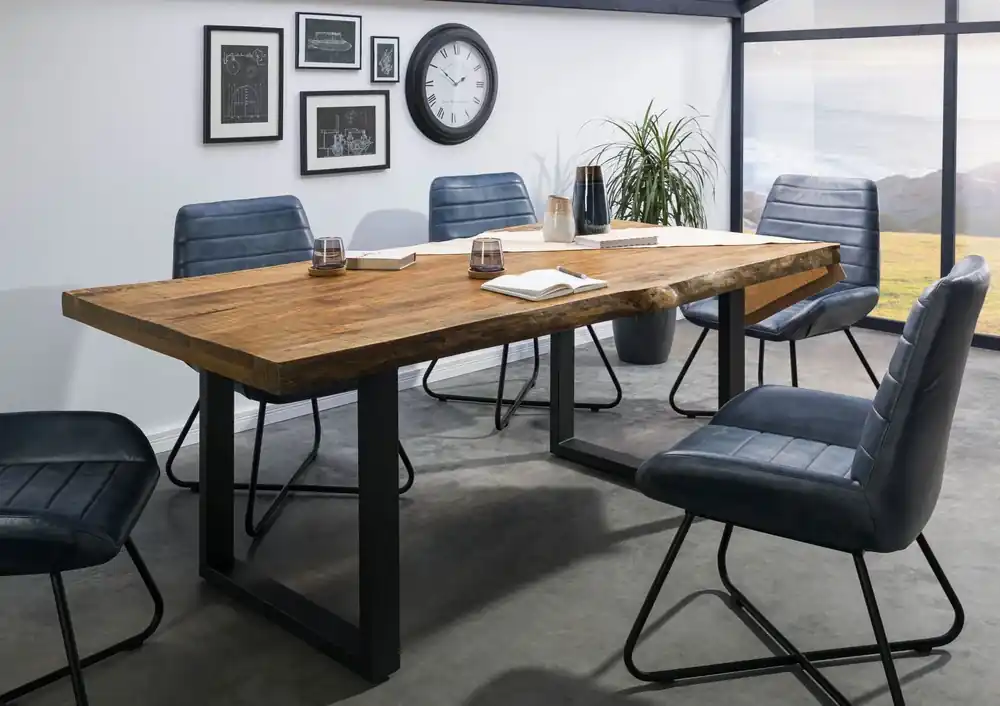 Baumtisch Mango 220x100x77 natur lackiert / U-Beine anthrazit matt FREEFORM 5 Jetzt Bestellen