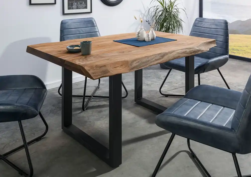Baumtisch Sheesham 160x90x77 natur gebeizt / U-Beine anthrazit matt FREEFORM 5 Neue Kollektion