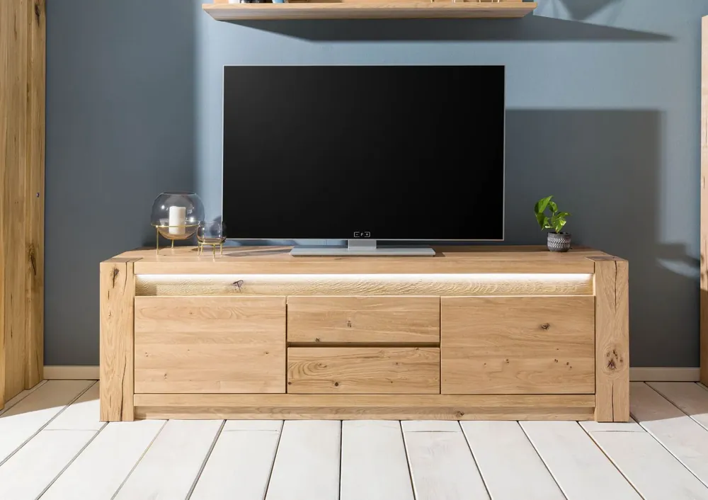 Nur Für Kurze Zeit TV-Board Wildeiche 173x40x53 beige geölt KENT #210