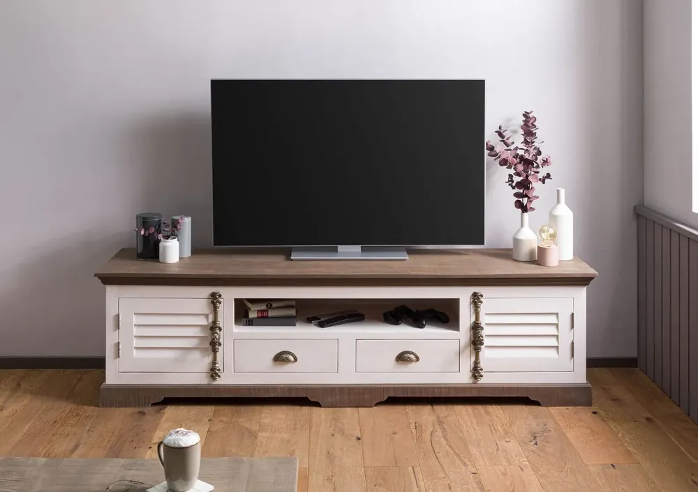 TV-Board Mango 200x45x55 weiß lackiert TOULOUSE #110 Direkt Vom Hersteller