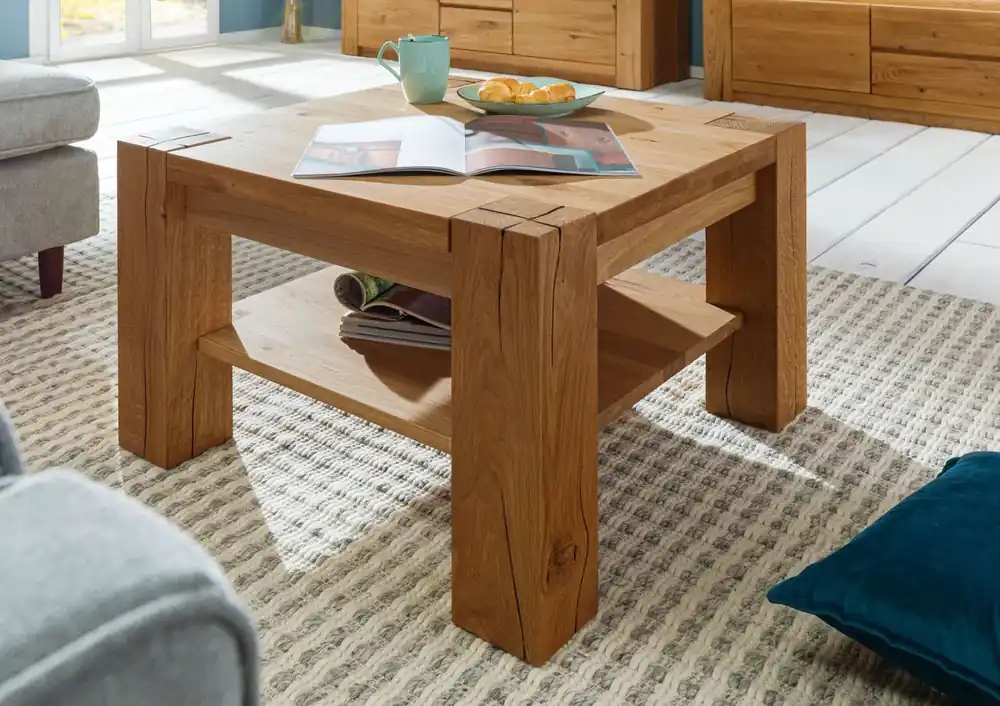 Couchtisch Wildeiche 70x70x45 braun geölt KENT #314 Abverkauf