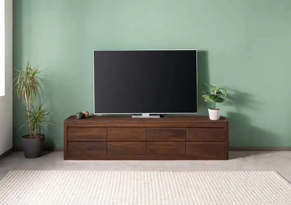 TV-Board Sheesham 220x40x50 rot-braun gebeizt TORONTO #166 Top-Preis