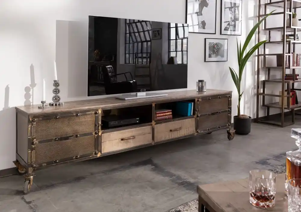 TV-Board Mango 220x40x60 braun lackeirt HEAVY INDUSTRY #232 Preisknaller