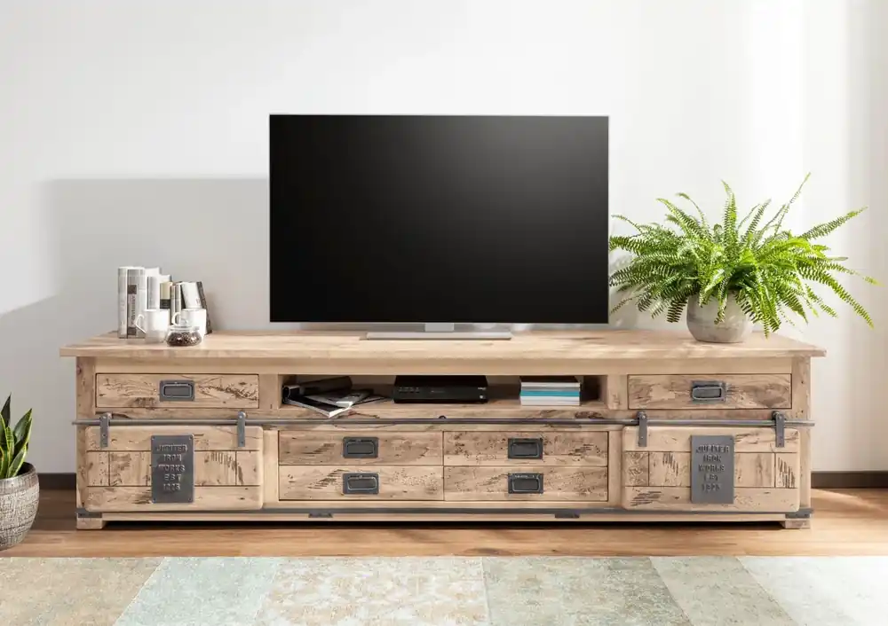 Bestpreis TV-Board Mango 240x50x60 whitewash lackiert RAILWAY #356