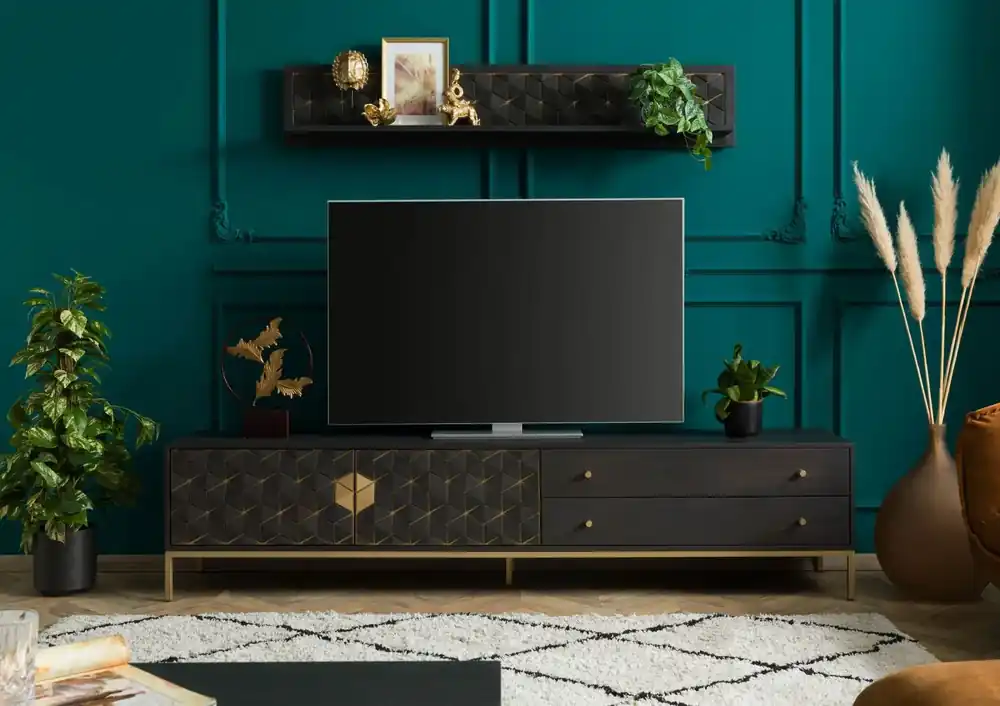 Neuheit TV-Board Mango 220x45x50 grau geölt DIAMOND #123