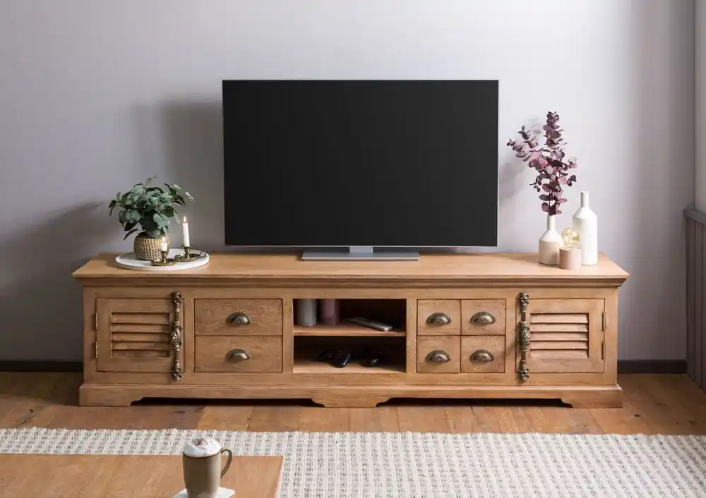 TV-Board Mango 220x45x55 beige geölt TOULOUSE #09 Preiswert