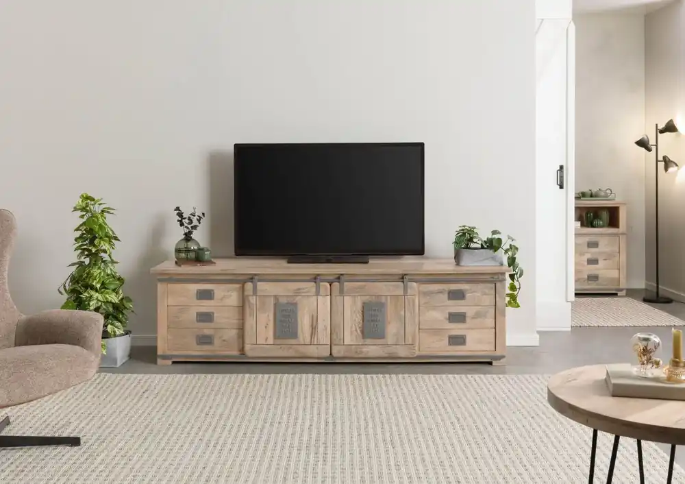 Neue Kollektion TV-Board Mango 220x55x60 beige lackiert RAILWAY #366