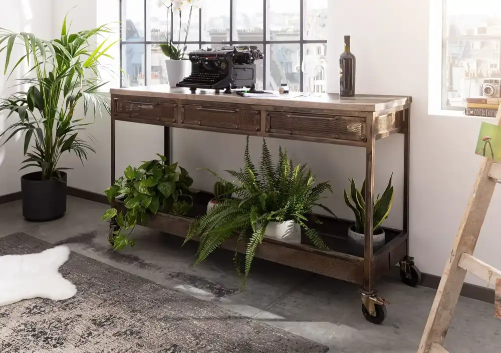 Neue Kollektion Konsolentisch Mango 150x45x90 braun lackiert HEAVY INDUSTRY #221