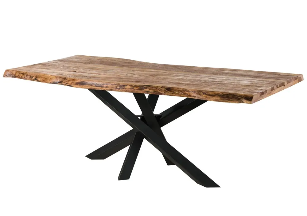 Baumtisch Sheesham 200x100x79 natur sandgestrahlt / Mikado-Beine anthrazit matt FREEFORM 5 Top-Angebot