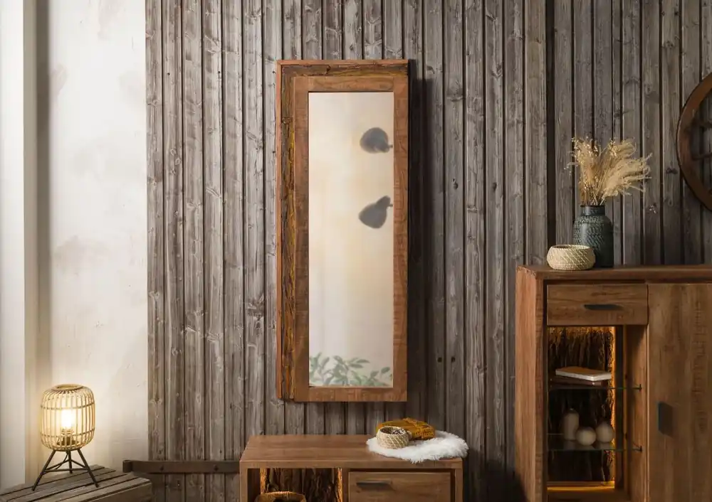 Wandspiegel Akazie 56x8x150 natur lackiert BARK #122 Saisonangebot