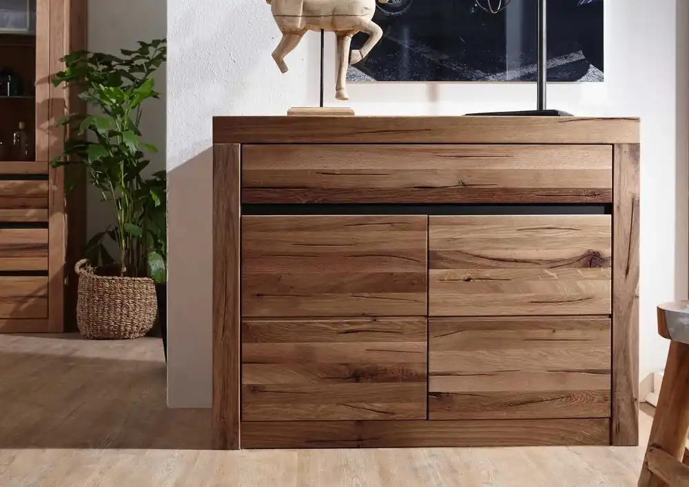 Saisonangebot Sideboard Wildeiche / Zerreiche 108x43x80 braun geölt MONTREUX #350
