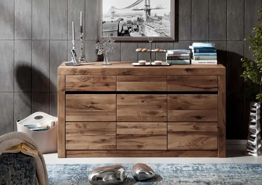 Günstig Sideboard Wildeiche / Zerreiche 150x43x80 braun geölt MONTREUX #351