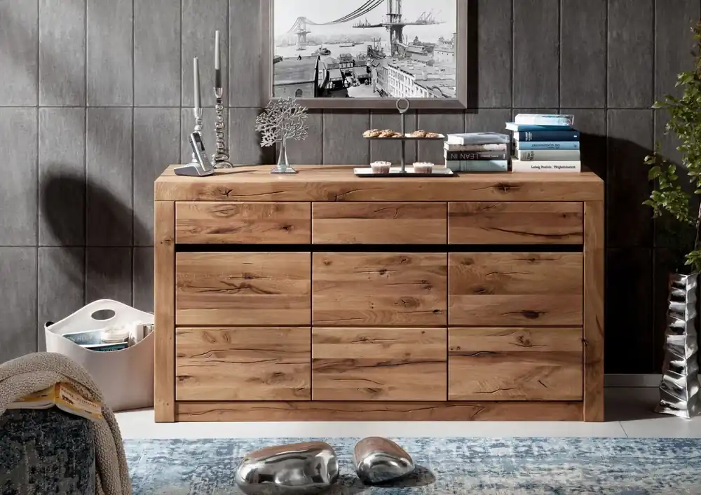 Sideboard Wildeiche / Zerreiche 150x43x80 natur geölt MONTREUX #151 Billig
