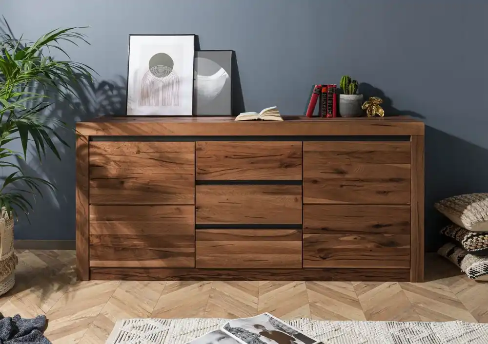 Echt Sideboard Wildeiche / Zerreiche 185x43x80 braun geölt MONTREUX #355