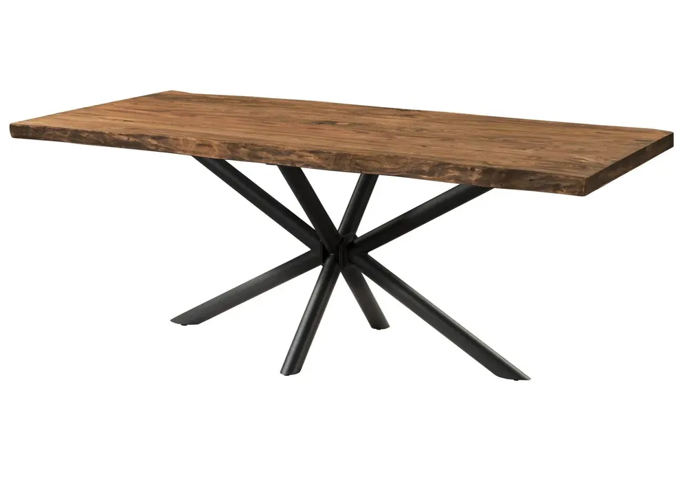 Baumtisch Sheesham 180x90x76 natur gebeizt / Kreuzgestell anthrazit matt FREEFORM 5 Geprüft