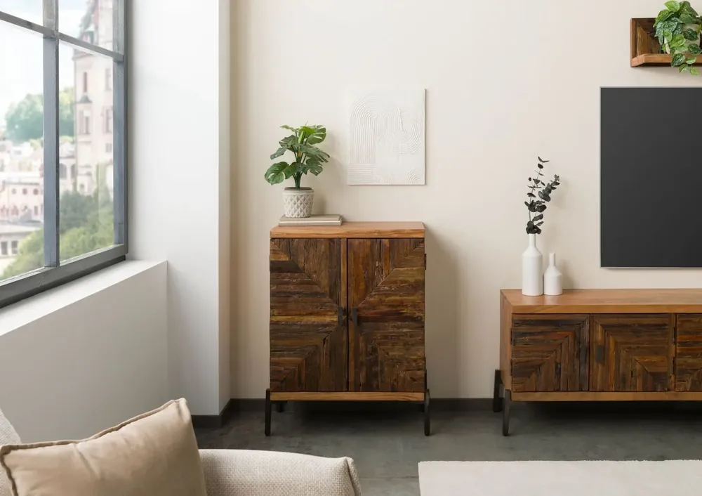 Kommode Altholz 72x40x98 natur lackiert LYON #100 Rabatt