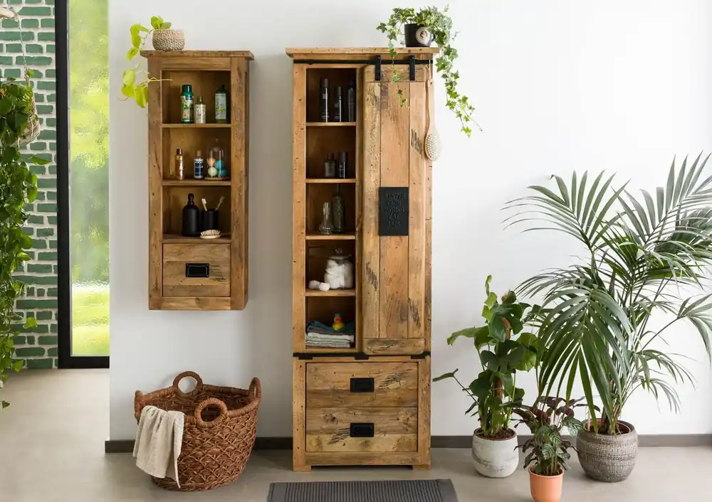 Schrank Mango 70x35x195 natur lackiert RAILWAY #184 Günstig