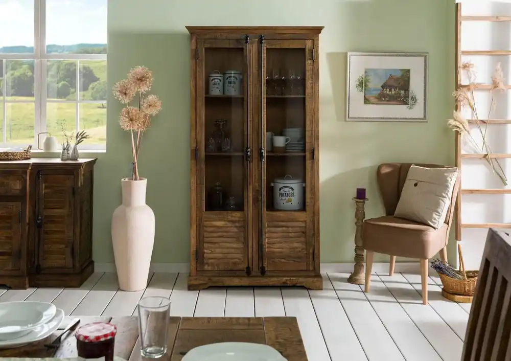 Jetzt Bestellen Vitrine Mango 100x45x190 dunkelbraun geölt RODEZ #152