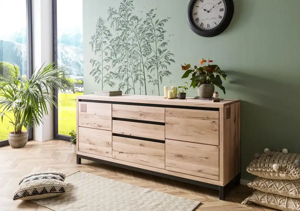 Neue Kollektion Sideboard Wildeiche 190x45x85 bianco geölt VILLANDERS #251