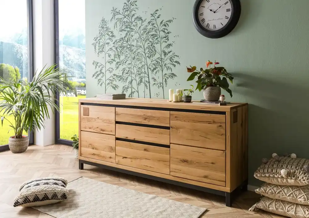 Markenware Sideboard Wildeiche 190x45x85 natur geölt VILLANDERS #151