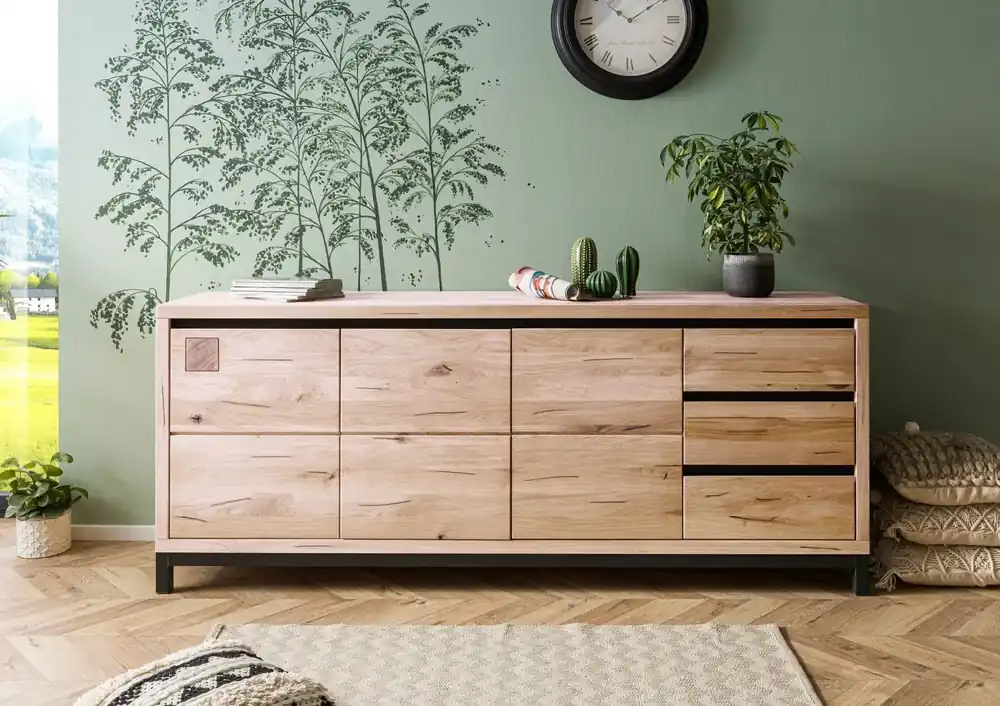 Sideboard Wildeiche 210x45x85 bianco geölt VILLANDERS #252 Top-Preis