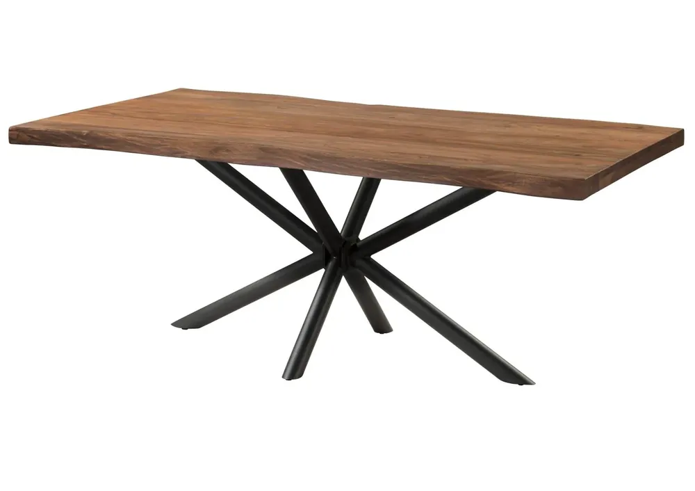 Sichere Zahlung Baumtisch Sheesham 220x100x76 grau gebeizt / Kreuzgestell anthrazit matt FREEFORM 5