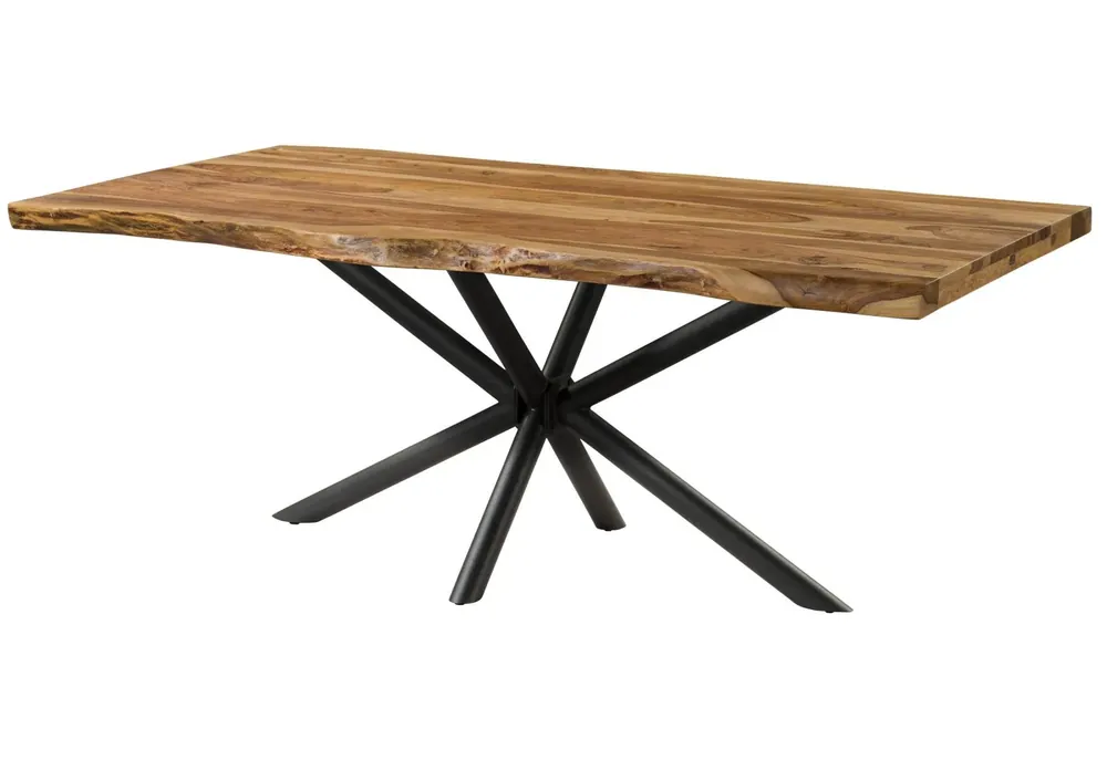 Baumtisch Sheesham 240x100x76 natur sandgestrahlt / Kreuzgestell anthrazit matt FREEFORM 5 Markenprodukt