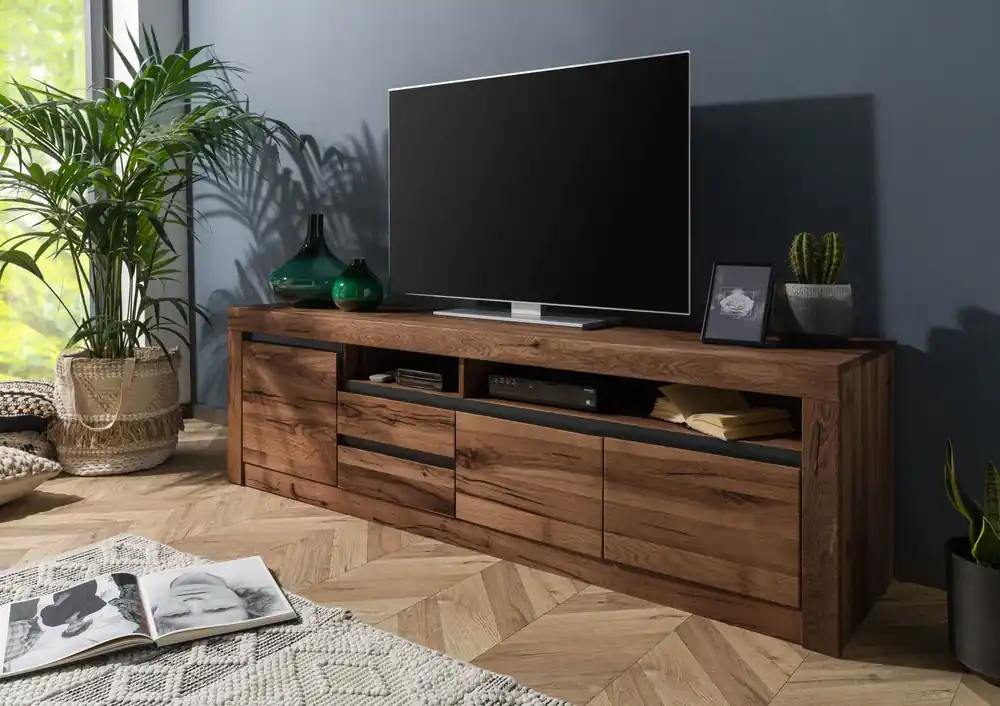 TV-Board Wild-/ Zerreiche 185x45x55 tabacco brown geölt MONTREUX #330 Preis Gesenkt