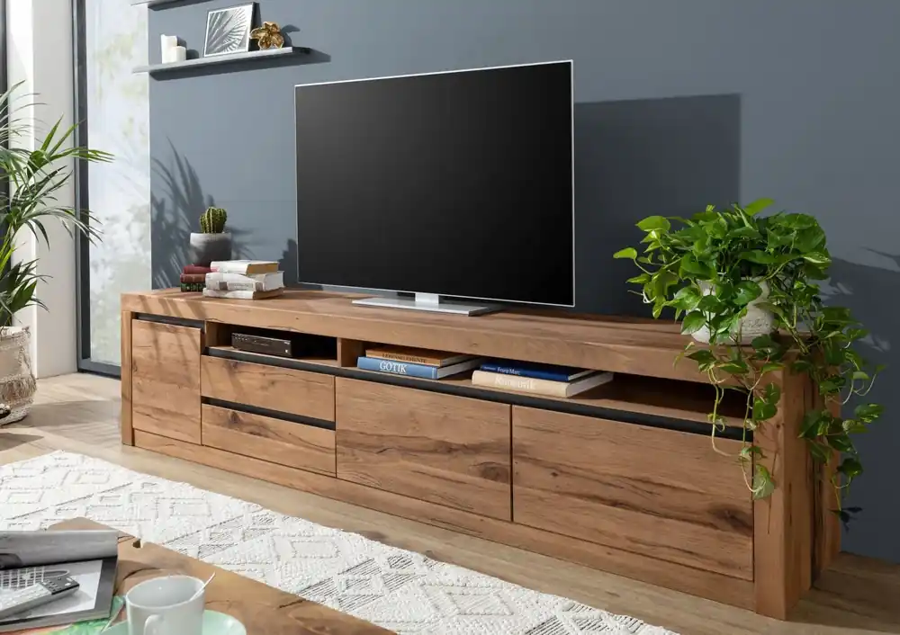 TV-Board Wild-/Zerreiche 260x50x60 tabacco brown geölt MONTREUX #241 Echt