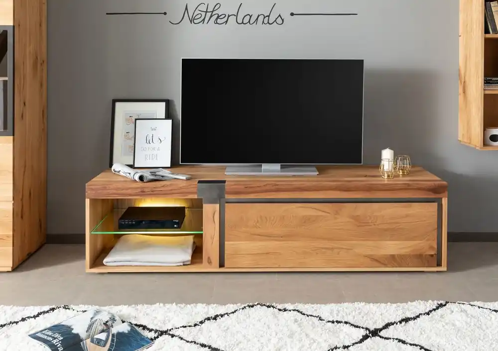 Preisknaller TV-Board Wildeiche / Zerreiche 180x48x50 natur geölt NEW AMSTERDAM #02