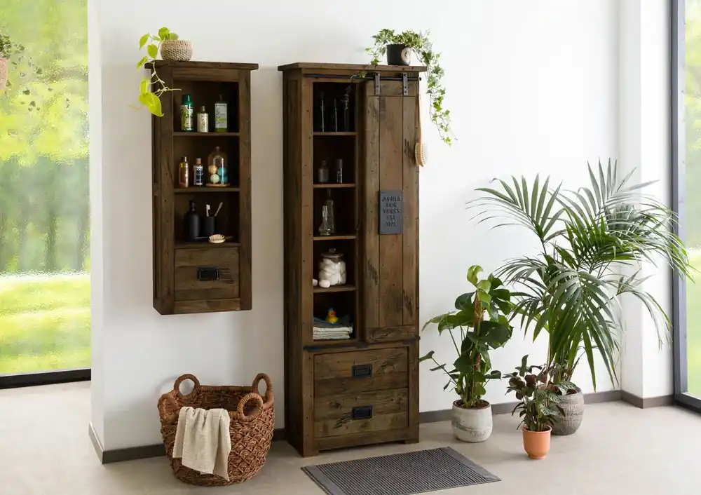 Geprüft Schrank Mango 70x35x195 braun lackiert RAILWAY #484