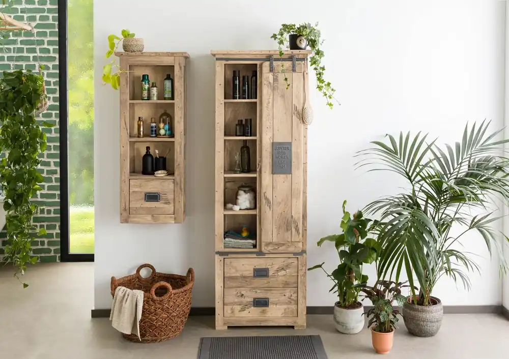Schrank Mango 70x35x195 whitewash lackiert RAILWAY #384 Zertifiziert