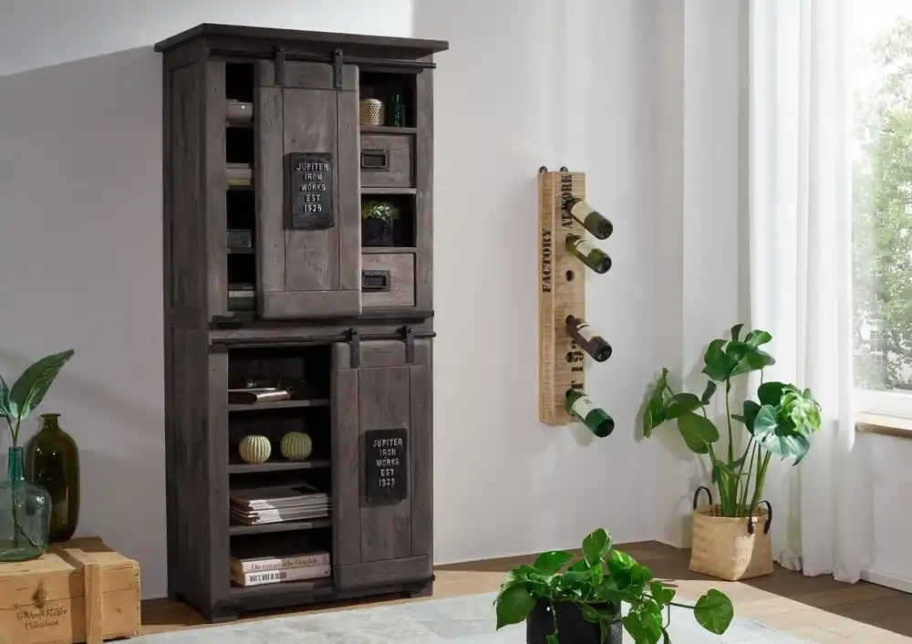 Günstig Schrank Mango 80x45x175 grau lackiert RAILWAY #217