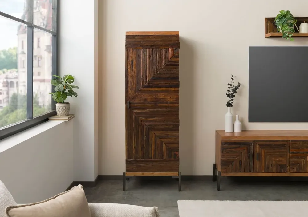 Schnäppchen Schrank Altholz 60x40x180 natur lackiert LYON #171
