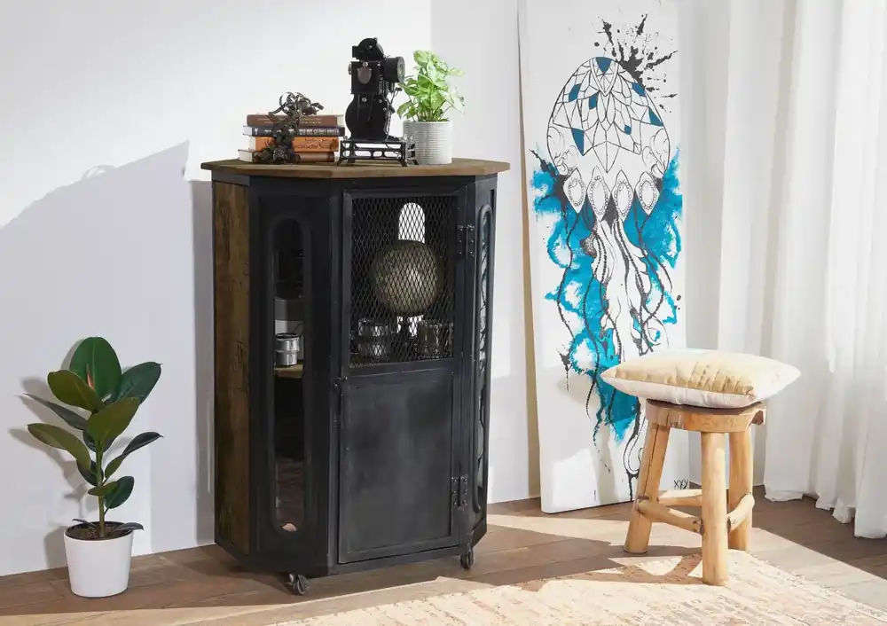 Knallerangebot Vitrine Mango 76x60x120 braun lackiert RAILWAY #430