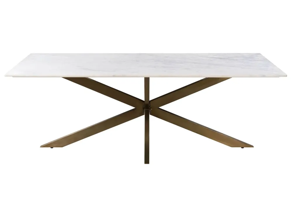 Nur Für Kurze Zeit Esstisch 180x100x76 Marmor weiß / Kreuzgestell Eisen Antik Messing BARCELONA #301
