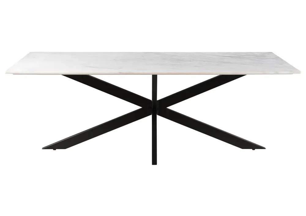 Esstisch 180x100x76 Marmor weiß / Kreuzgestell Eisen schwarz BARCELONA #311 Nur Heute