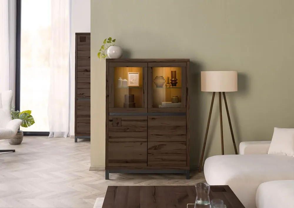 Vitrine Kernbuche 103x40x148 tabacco braun geölt VILLANDERS #202 Online Kaufen