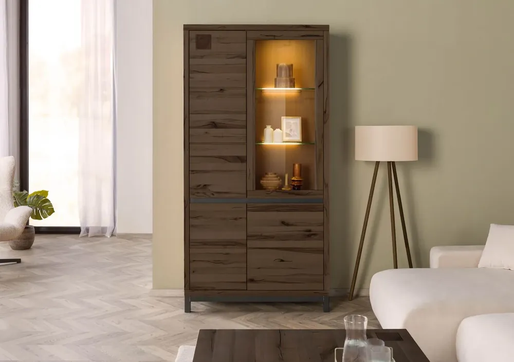 Vitrine Kernbuche 103x40x205 tabacco braun geölt VILLANDERS #201 Sofort Bestellen
