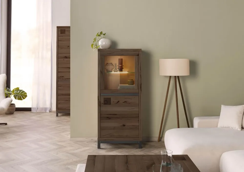 Vitrine Kernbuche 65x40x148 tabacco braun geölt VILLANDERS #204 Bestseller