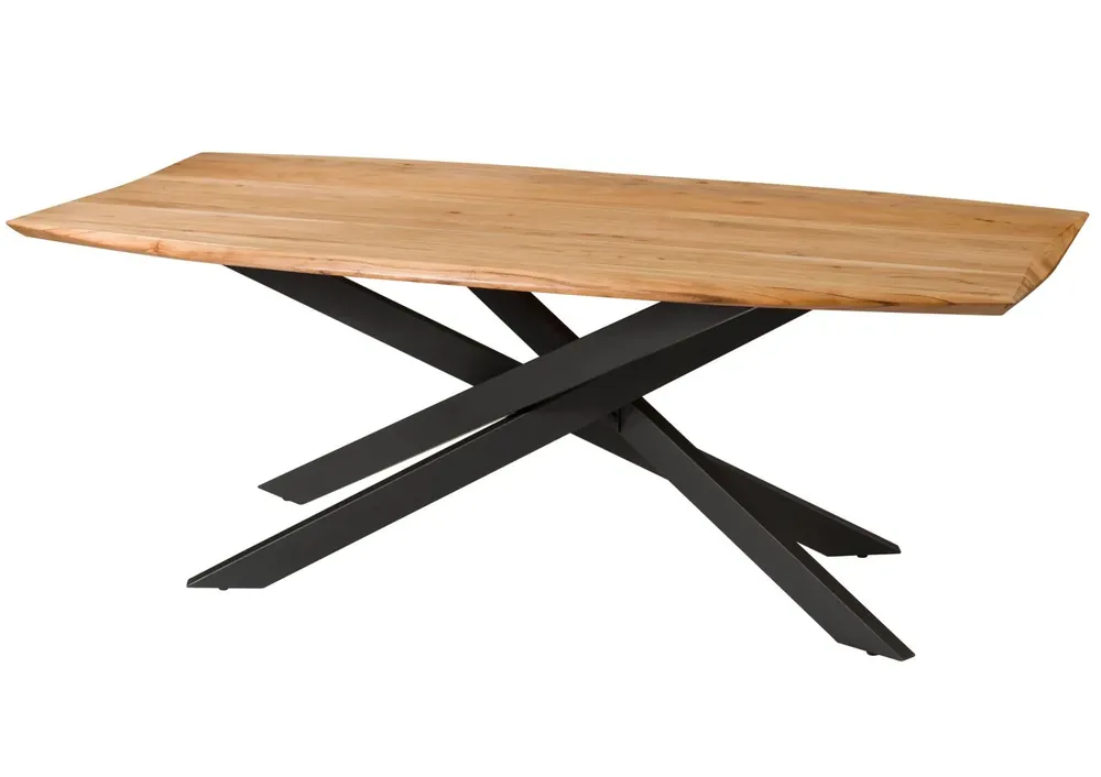 Neu Esstisch Akazie 240x100x77 natur lackiert / Mikado-Beine eckig schwarz