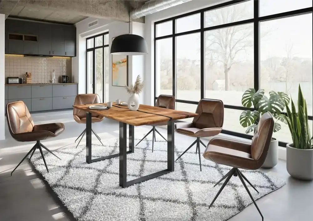 Esstisch Akazie mit schweizer Kante EPOXY - Verschiedene Farben, Größen und Gestelle Letzte Chance