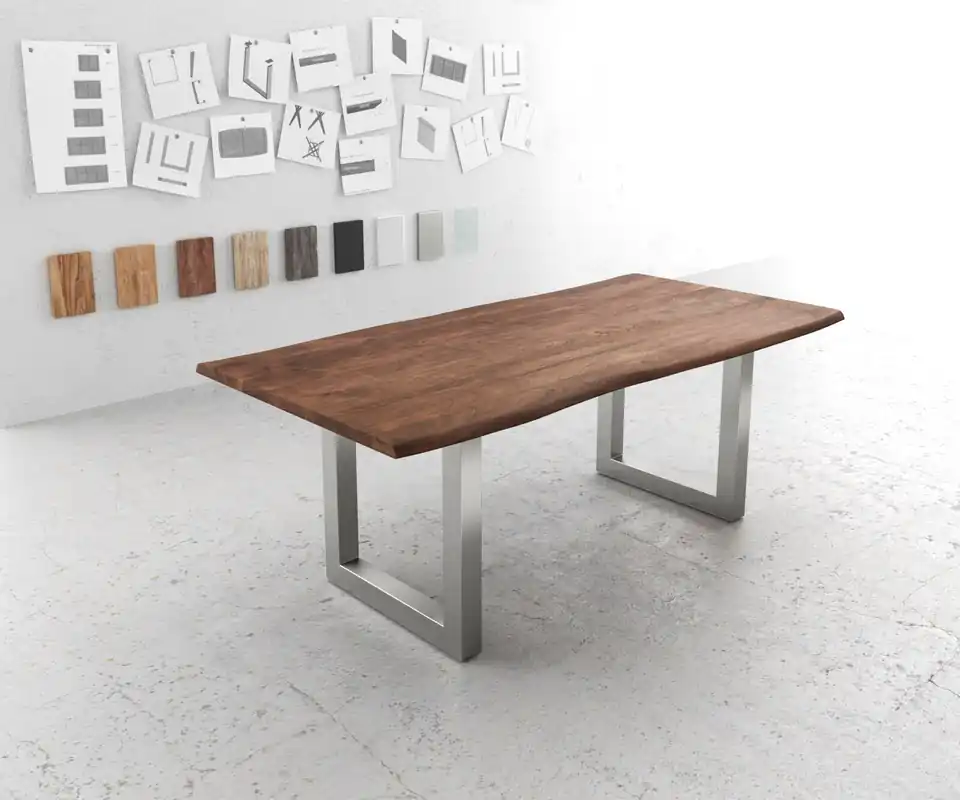 Nur Für Kurze Zeit Esstisch Edge 200x100 Akazie Braun Edelstahl Breit Live-