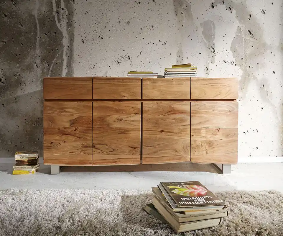 Direkt Vom Hersteller Sideboard Live-Edge 172 cm Akazie Natur 4 Türen 4 Schübe