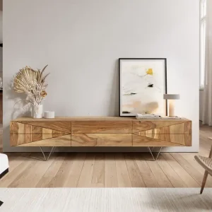Versand Am Gleichen Tag Designer-Lowboard Wyatt 175 cm Sheesham Natur 2 Türen 1 Klappe
