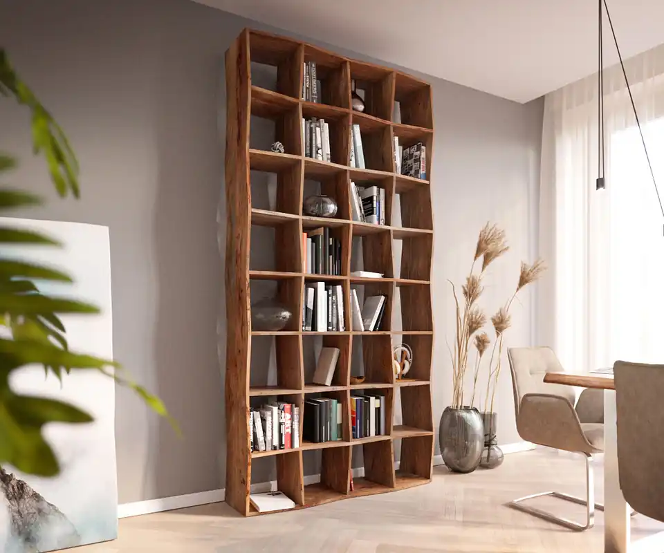 Bücherregal Live-Edge 240x120 cm Akazie Natur Massivholz Abverkauf