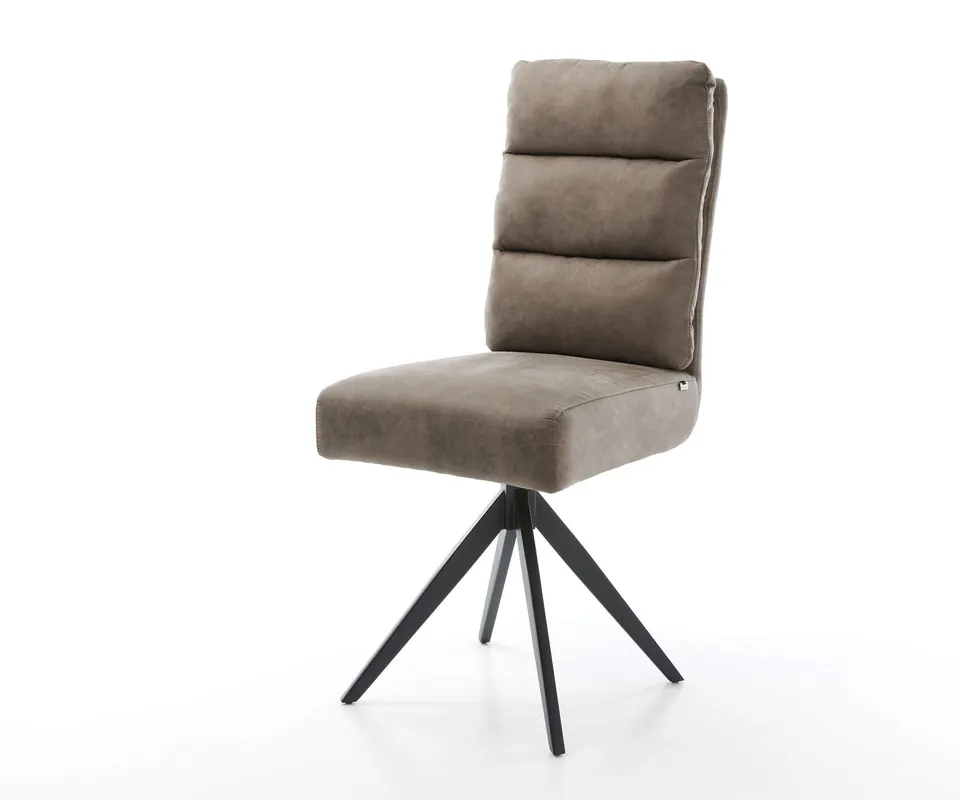 Esszimmerstuhl Pela-Flex Mikrofaser Taupe Vintage Kreuzgestell kantig Schwarz Taschenfederkern Meistverkauft