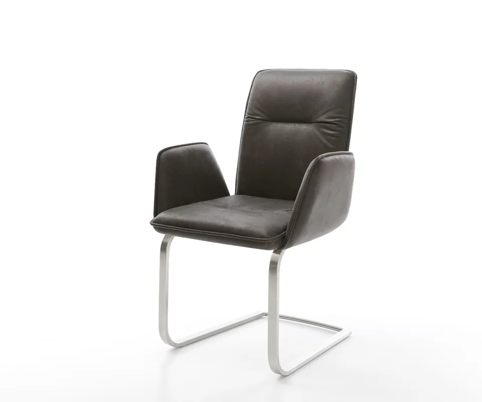 Freischwinger Vinja-Flex Mikrofaser Anthrazit Vintage Freischwinger flach Edelstahl Schnäppchen