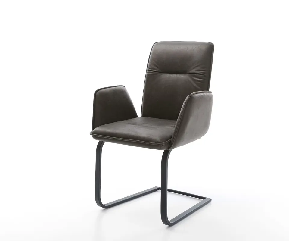 Top-Angebot Freischwinger Vinja-Flex Mikrofaser Anthrazit Vintage Freischwinger flach Schwarz