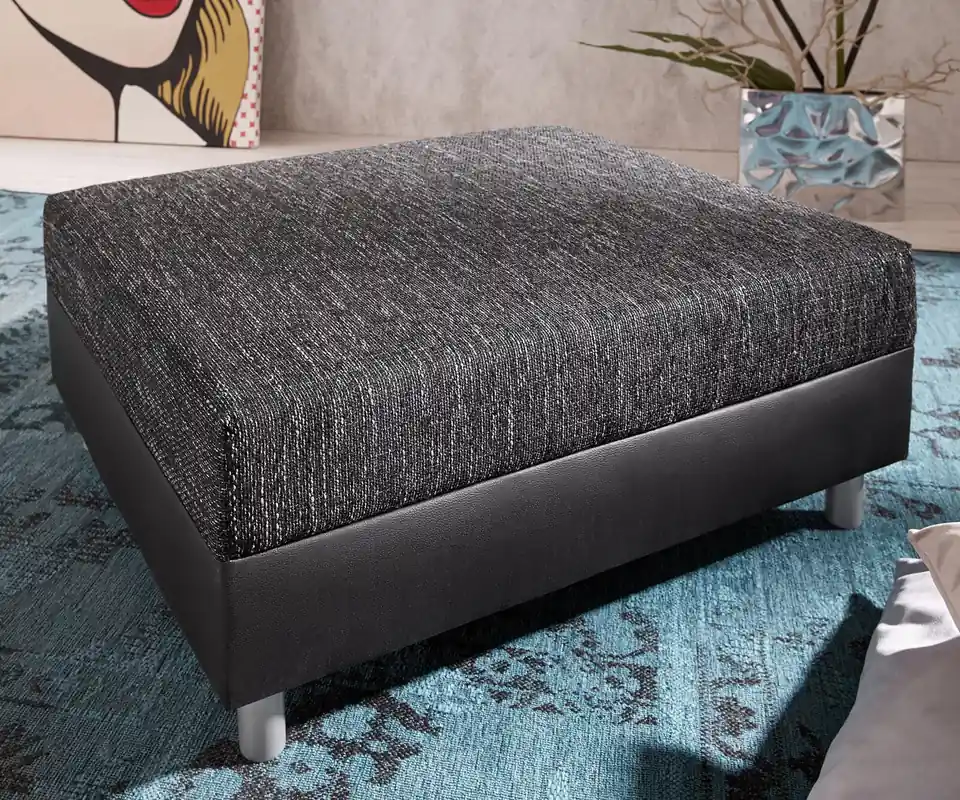 Nur Heute Hocker Clovis B98 x T83 Schwarz Modul Kunstleder